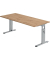 Schreibtisch O-Serie, manuell h&ouml;henverstellbar, 65-85cm (H), 180x80cm (BxT), rechteckig, asteiche / silber