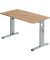 Schreibtisch O-Serie mini, manuell höhenverstellbar, 65-85cm (H), 120x67,2cm (BxT), rechteckig, asteiche / silber