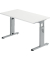 Schreibtisch O-Serie mini, manuell höhenverstellbar, 65-85cm (H), 120x67,2cm (BxT), rechteckig, weiß / silber