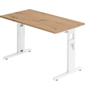 Schreibtisch O-Serie mini, manuell h&ouml;henverstellbar, 65-85cm (H), 120x67cm (BxT), rechteckig, asteiche / wei&szlig;