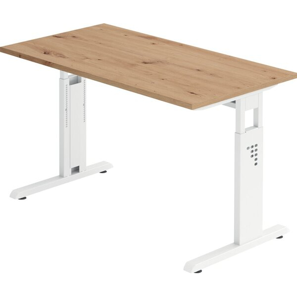 4032062188606 - Schreibtisch O-Serie mini manuell höhenverstellbar 65-85cm (H) 120x67cm (BxT) rechteckig asteiche   weiß 4032062188606 Hamm
