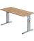Schreibtisch O-Serie mini, manuell h&ouml;henverstellbar, 65-85cm (H), 140x67cm (BxT), rechteckig, asteiche / silber