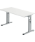 Schreibtisch O-Serie mini, manuell h&ouml;henverstellbar, 65-85cm (H), 140x67cm (BxT), rechteckig, wei&szlig; / silber