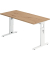 Schreibtisch O-Serie mini, manuell h&ouml;henverstellbar, 65-85cm (H), 140x67cm (BxT), rechteckig, asteiche / wei&szlig;
