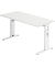 Schreibtisch O-Serie mini, manuell h&ouml;henverstellbar, 65-85cm (H), 140x67cm (BxT), rechteckig, wei&szlig; / wei&szlig;