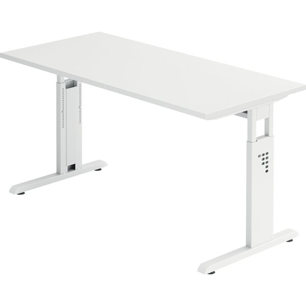 4032062188675 - Schreibtisch O-Serie mini manuell höhenverstellbar 65-85cm (H) 140x67cm (BxT) rechteckig weiß   weiß 4032062188675 Hammerba