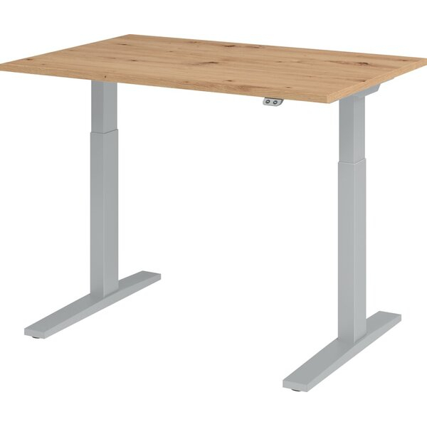 4032062188842 - Sitz-Steh-Schreibtisch elektrisch höhenverstellbar 70-120cm (H) 120x80cm (BxT) rechteckig asteiche   silber 4032062188842 H