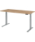Schreibtisch Basic, höhenverstellbar, 64-129cm (H), rechteckig, asteiche / silber