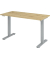 Schreibtisch Mini, elektrisch höhenverstellbar, 71-120cm (H), 140x67,2cm (BxT), rechteckig, asteiche / silber