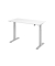 Schreibtisch Mini, elektrisch höhenverstellbar, 71-120cm (H), 140x67,2cm (BxT), rechteckig, weiß / silber
