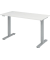 Schreibtisch Mini, elektrisch höhenverstellbar, 71-120cm (H), 140x67,2cm (BxT), rechteckig, weiß / silber