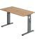 Schreibtisch O-Serie mini, manuell höhenverstellbar, 65-85cm (H), 120x67,2cm (BxT), rechteckig, eiche / graphit