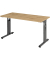 Schreibtisch O-Serie mini, manuell h&ouml;henverstellbar, 65-85cm (H), 140x67cm (BxT), rechteckig, eiche / graphit