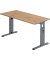 Schreibtisch O-Serie mini, manuell höhenverstellbar, 65-85cm (H), 140x67,2cm (BxT), rechteckig, eiche / graphit