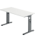 Schreibtisch O-Serie mini, manuell h&ouml;henverstellbar, 65-85cm (H), 140x67cm (BxT), rechteckig, wei&szlig; / graphit