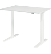 Sitz-Steh-Schreibtisch XMKA, elektrisch h&ouml;henverstellbar, 70-120cm (H), 120x80cm (BxT), rechteckig, wei&szlig; / wei&szlig;