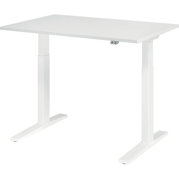 4032062190821 - Sitz-Steh-Schreibtisch elektrisch höhenverstellbar 70-120cm (H) 120x80cm (BxT) rechteckig weiß   weiß 4032062190821 Hammerb