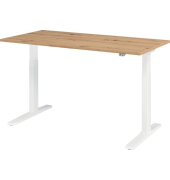 Sitz-Steh-Schreibtisch XMKA, elektrisch h&ouml;henverstellbar, 70-120cm (H), 160x80cm (BxT), rechteckig, asteiche / wei&szlig;