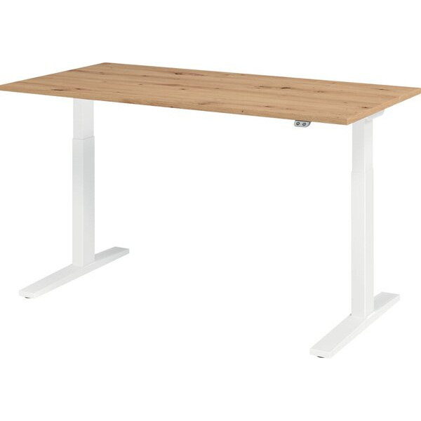 4032062190906 - Sitz-Steh-Schreibtisch elektrisch höhenverstellbar 70-120cm (H) 160x80cm (BxT) rechteckig asteiche   weiß 4032062190906 Ham