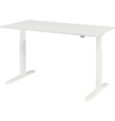 Sitz-Steh-Schreibtisch XMKA, elektrisch h&ouml;henverstellbar, 70-120cm (H), 180x80cm (BxT), rechteckig, wei&szlig; / wei&szlig;