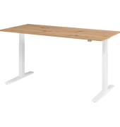 Sitz-Steh-Schreibtisch XMKA, elektrisch h&ouml;henverstellbar, 70-120cm (H), 180x80cm (BxT), rechteckig, asteiche / wei&szlig;