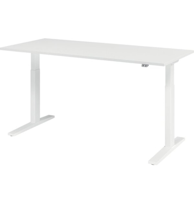 Sitz-Steh-Schreibtisch XMKA, elektrisch h&ouml;henverstellbar, 70-120cm (H), 180x80cm (BxT), rechteckig, wei&szlig; / wei&szlig;