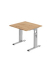 Schreibtisch, manuell höhenverstellbar, 65-85cm (H), 80x80cm (BxT), quadratisch, asteiche / silber