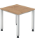 Schreibtisch Q-Serie, manuell h&ouml;henverstellbar, 68-83,5cm (H), 80x80cm (BxT), quadratisch, asteiche / silber