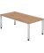 Schreibtisch Q-Serie, manuell h&ouml;henverstellbar, 68-83,5cm (H), 200x80cm (BxT), rechteckig, asteiche / silber