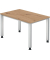 Schreibtisch Q-Serie, manuell h&ouml;henverstellbar, 68-83,5cm (H), 120x80cm (BxT), rechteckig, asteiche / silber