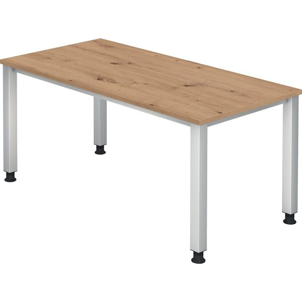 4032062193587 - eurokraft pro Schreibtisch 4-Fuß-Gestell Breite 1600 mm alusilber   Asteiche