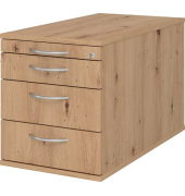 Rollcontainer TC30, 3 Schübe, Auszugssperre, 428 x 512 x 800 mm, asteiche