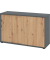 Schiebetürenschrank 1752, (H x B x T) 748 x 120 x 400 mm, 2 Ordnerhöhen, abschließbar, graphit/asteiche