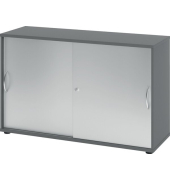 Schiebetürenschrank 1752, (H x B x T) 748 x 120 x 400 mm, 2 Ordnerhöhen, abschließbar, graphit/silber
