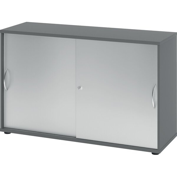 4032062304624 - Schiebetürenschrank 1752 (H x B x T) 748 x 120 x 400 mm 2 Ordnerhöhen abschließbar graphit silber 4032062304624 Hammerbacher
