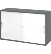 Schiebetürenschrank 1752, (H x B x T) 748 x 120 x 400 mm, 2 Ordnerhöhen, abschließbar, graphit/weiß