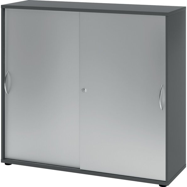 4032062304679 - Schiebetürenschrank 1753 (H x B x T) 1200 x 1110 x 400 mm 3 Ordnerhöhen abschließbar graphit silber 4032062304679 Hammerbach