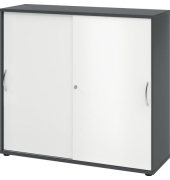 Schiebet&uuml;renschrank V1753S/G/W/BM, abschlie&szlig;bar, 3 OH, graphit/wei&szlig;, 120x110x40cm (BxHxT)