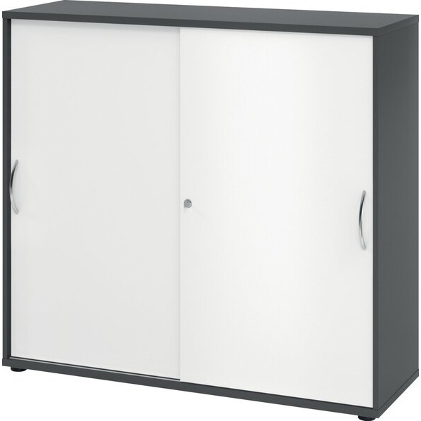 4032062304686 - Schiebetürenschrank 1753 (H x B x T) 1200 x 1110 x 400 mm 3 Ordnerhöhen abschließbar graphit weiß 4032062304686 Hammerbacher