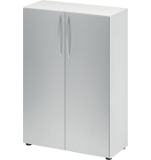 Schrank 450, 3 Ordnerhöhen, 1.144 x 800 x 346 mm, Drehtüren, weiß/silber