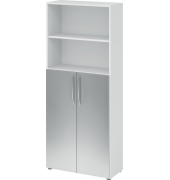 Regal 4770, (H x B x T) 1880 x 800 x 346 mm, 5 Ordnerhöhen, Drehtüren unten, weiß/silber