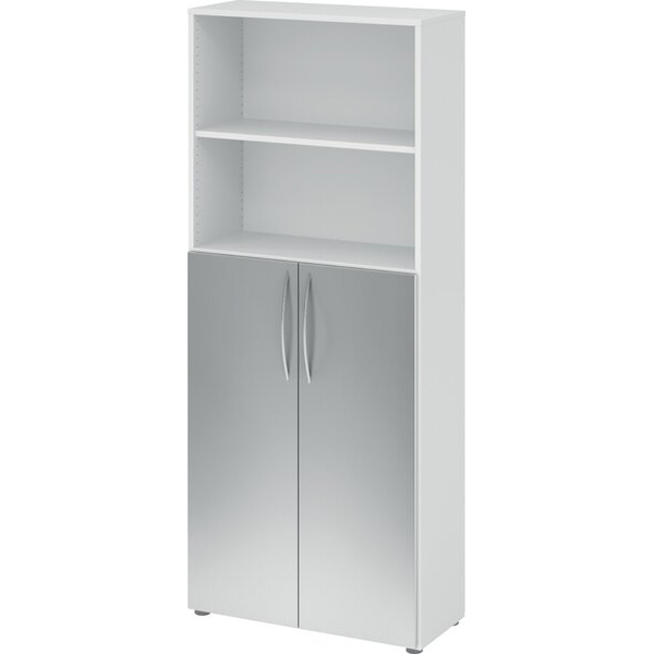 4032062305362 - Regal 4770 (H x B x T) 1880 x 800 x 346 mm 5 Ordnerhöhen Drehtüren unten weiß silber 4032062305362 Hammerbacher