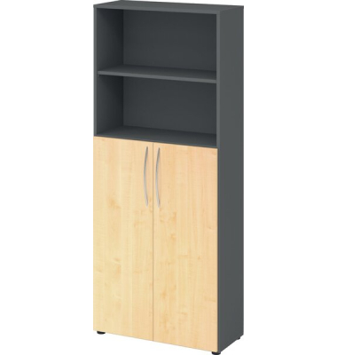 Regalschrank 4770, V4770G3BM grafit, ahorn 3 Fachböden 80,0 x 34,6 x 188,0 cm