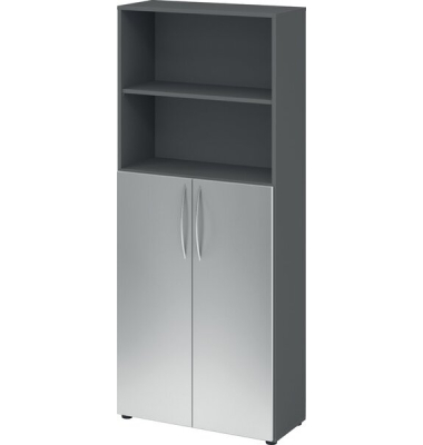 Regalschrank 4770, V4770GSBM grafit, silber 3 Fachböden 80,0 x 34,6 x 188,0 cm