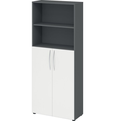 Regalschrank 4770, V4770GWBM grafit, weiß 3 Fachböden 80,0 x 34,6 x 188,0 cm