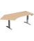 Sitz-Steh-Schreibtisch Elevate Basic, elektrisch höhenverstellbar, 73-123cm (H), 216,6x113cm (BxT), Freiform, buche / silber