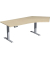 Sitz-Steh-Schreibtisch Elevate Basic, elektrisch höhenverstellbar, 73-123cm (H), 216,6x113cm (BxT), Freiform, ahorn / silber