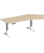 Sitz-Steh-Schreibtisch Elevate Basic, elektrisch höhenverstellbar, 73-123cm (H), 216,6x113cm (BxT), Freiform, ahorn / weiß