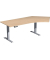 Sitz-Steh-Schreibtisch Elevate Basic, elektrisch höhenverstellbar, 73-123cm (H), 216,6x113cm (BxT), Freiform, buche / silber