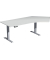 Sitz-Steh-Schreibtisch Elevate Basic, elektrisch höhenverstellbar, 73-123cm (H), 216,6x113cm (BxT), Freiform, lichtgrau / silber